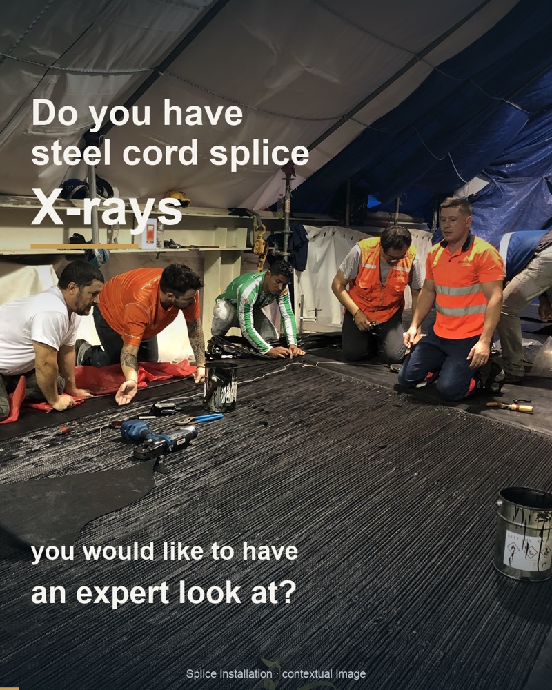 Andrew Hustrulid with a team during steel cord splice installation.